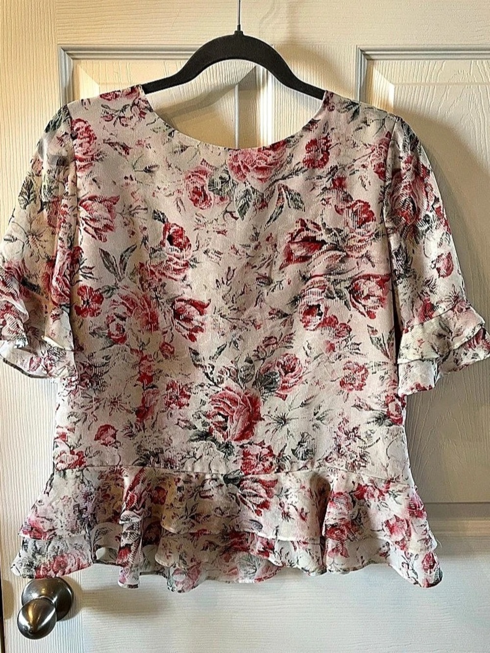 Adrienne Vittadini Cottagecore Romantic Garden Party Floral Ruffle Blouse, S
